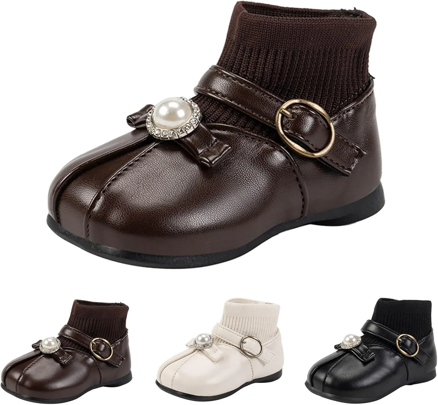 Girls Leather Ankle Boots Waterproof Low Calf Boots Autumn Winter Short Boots Soft Sole Low Heel Boot For Toddle