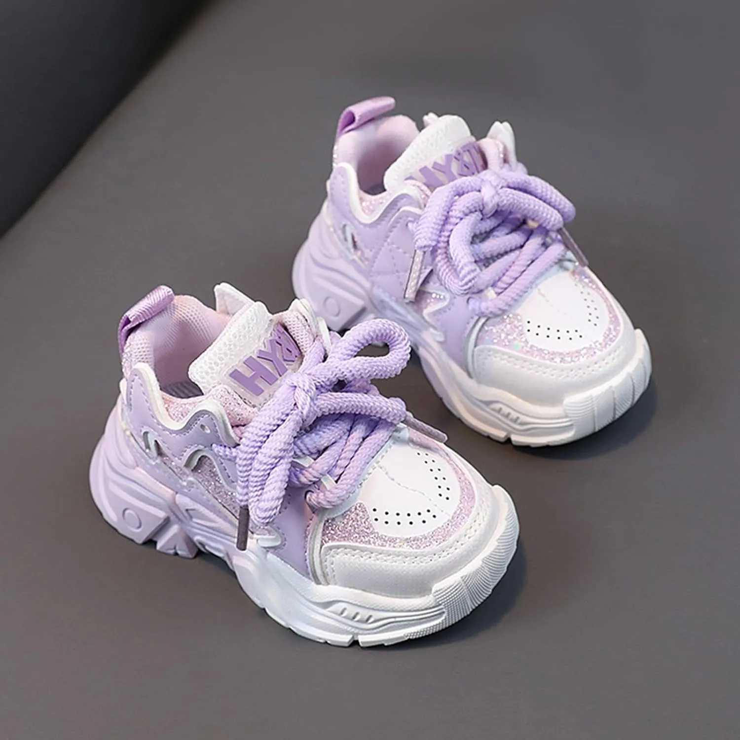 Girls Pink Sneakers Baby Kids Tennis Walking Shoes Toddler Fashion Platform Lightweight Lace Up Casual Walking Shoes