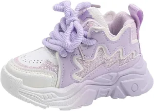 Girls Pink Sneakers Baby Kids Tennis Walking Shoes Toddler Fashion Platform Lightweight Lace Up Casual Walking Shoes