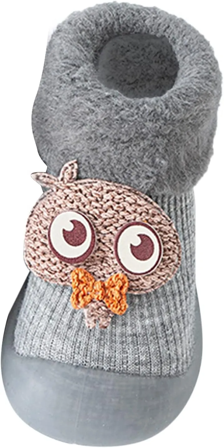 Girls Water Shoes, Kids Toddler Baby Boys Girls Solid Warm Knit Soft Sole Rubber Shoes Socks Slipper Stocking