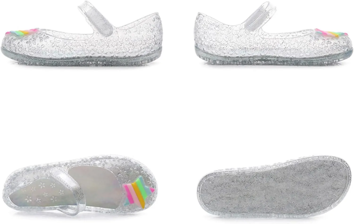Glitter Jelly Sandals for Little Girls Kids Toddler Closed Toe Dance Party Star Mary Jane Shoes Summer Casual Flats