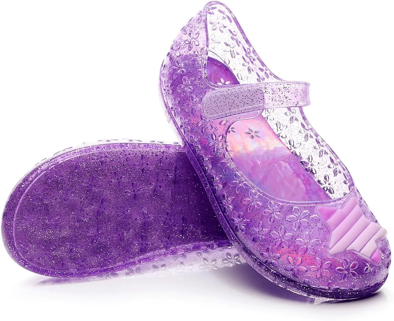 Glitter Jelly Sandals for Little Girls Kids Toddler Closed Toe Dance Party Star Mary Jane Shoes Summer Casual Flats