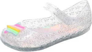 Glitter Jelly Sandals for Little Girls Kids Toddler Closed Toe Dance Party Star Mary Jane Shoes Summer Casual Flats