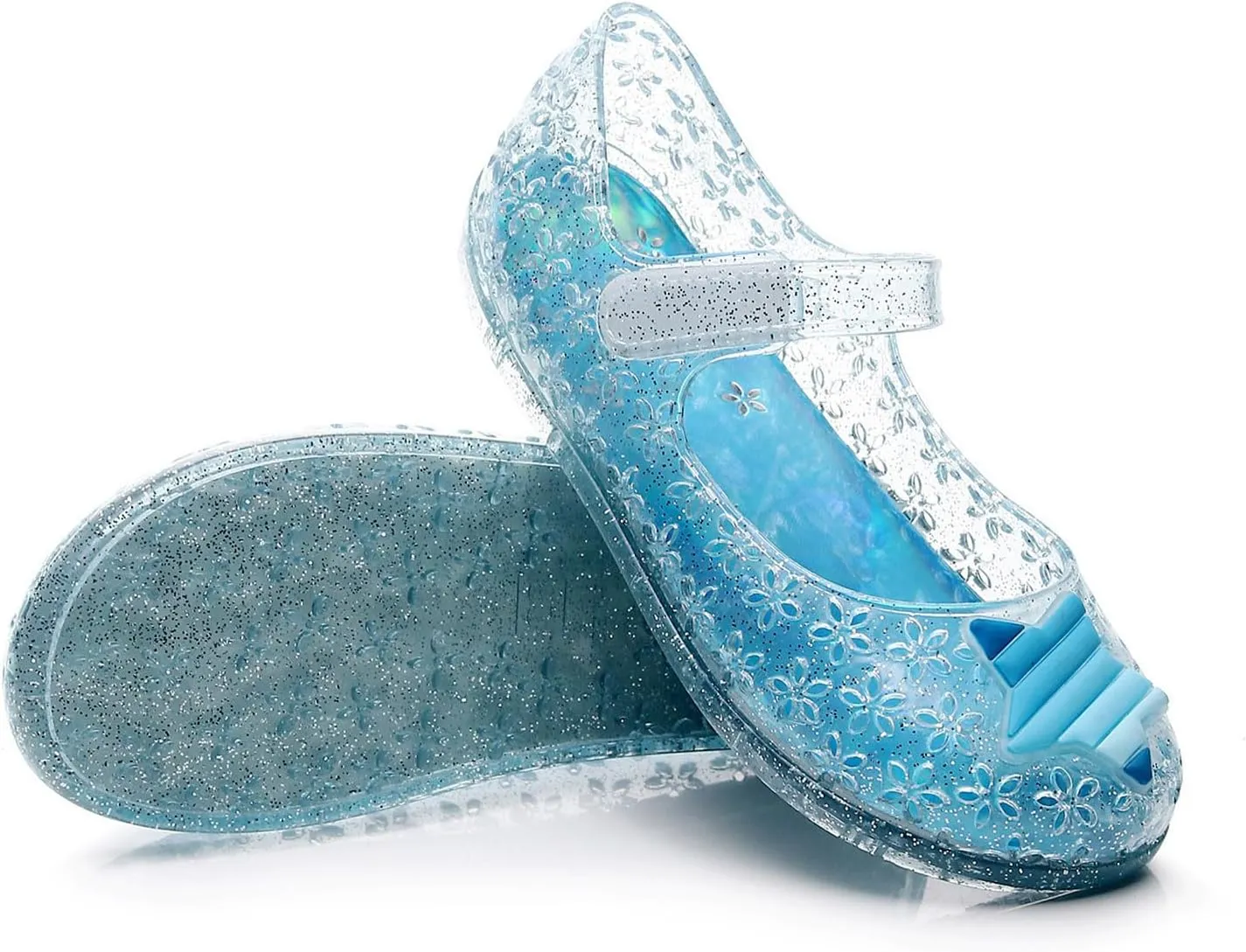 Glitter Jelly Sandals for Little Girls Kids Toddler Closed Toe Dance Party Star Mary Jane Shoes Summer Casual Flats