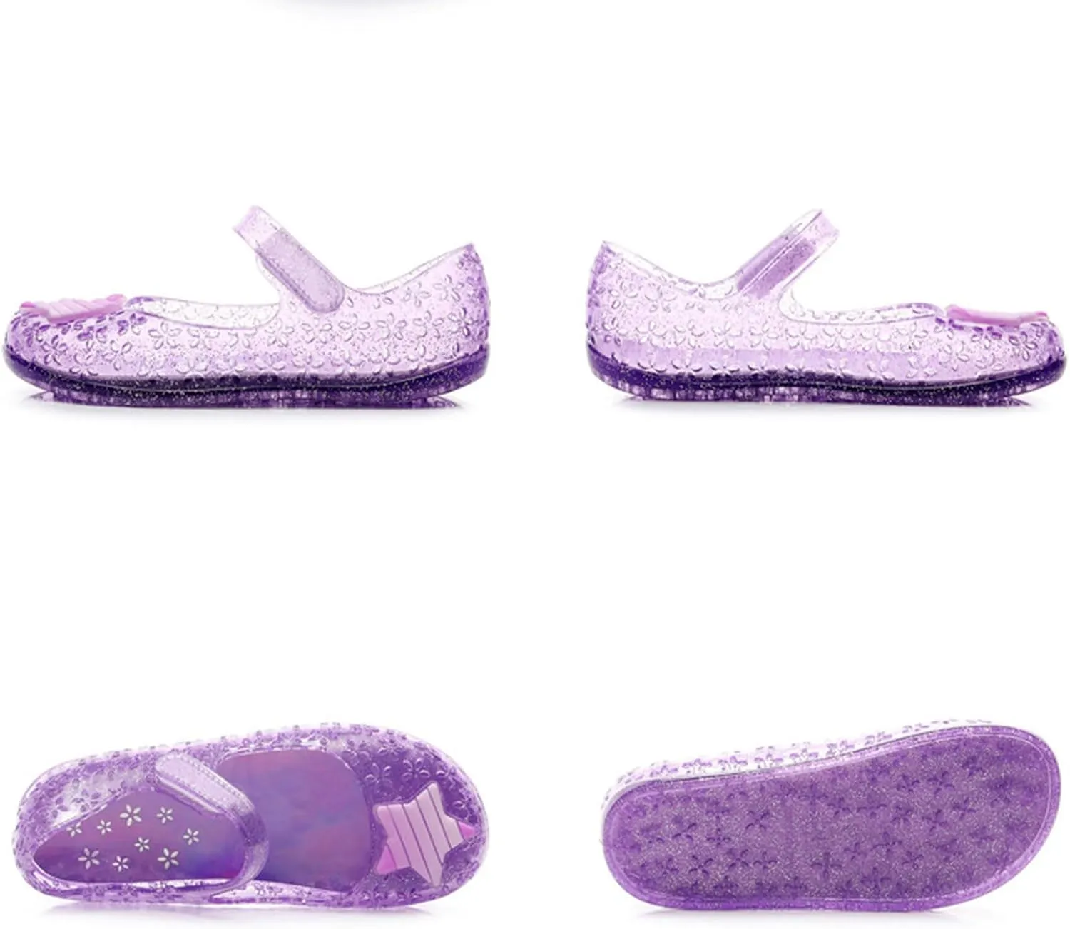 Glitter Jelly Sandals for Little Girls Kids Toddler Closed Toe Dance Party Star Mary Jane Shoes Summer Casual Flats