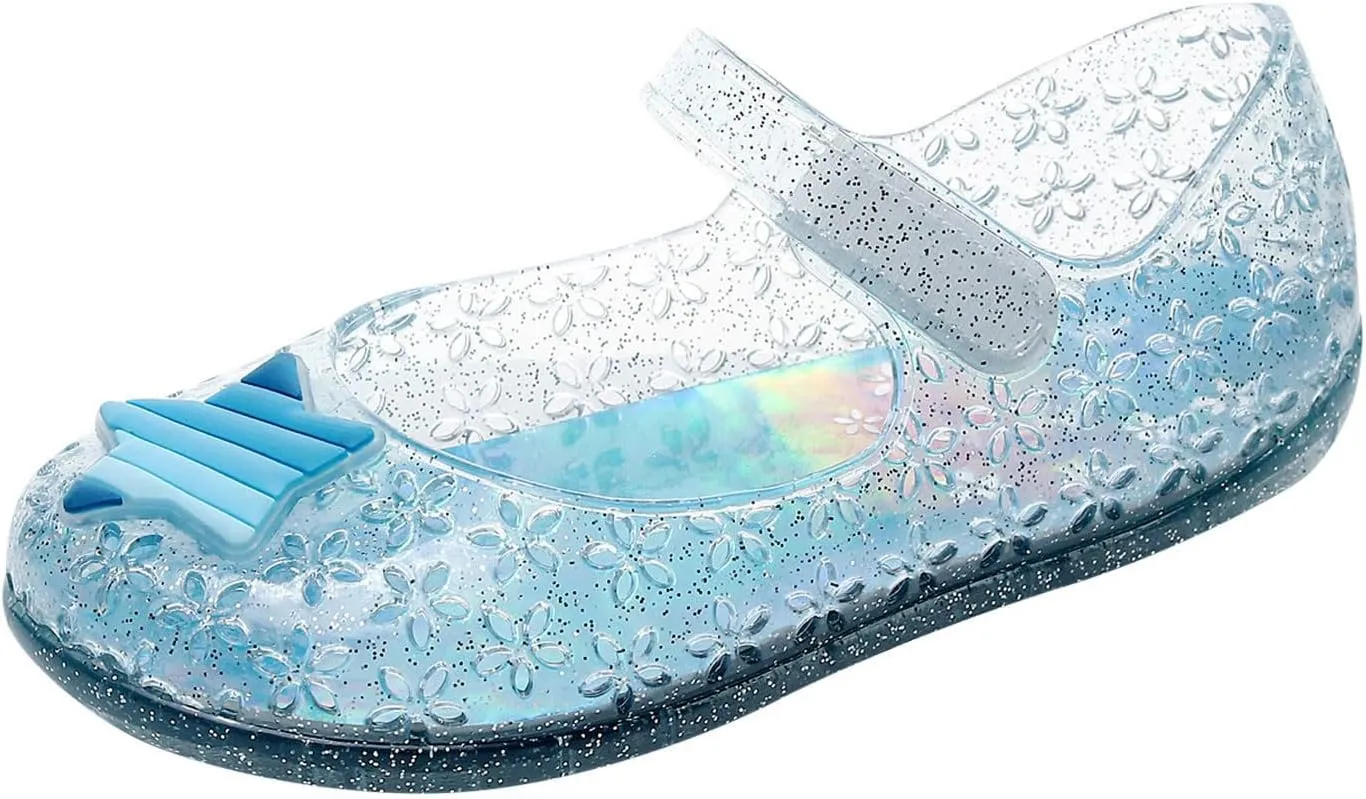 Glitter Jelly Sandals for Little Girls Kids Toddler Closed Toe Dance Party Star Mary Jane Shoes Summer Casual Flats