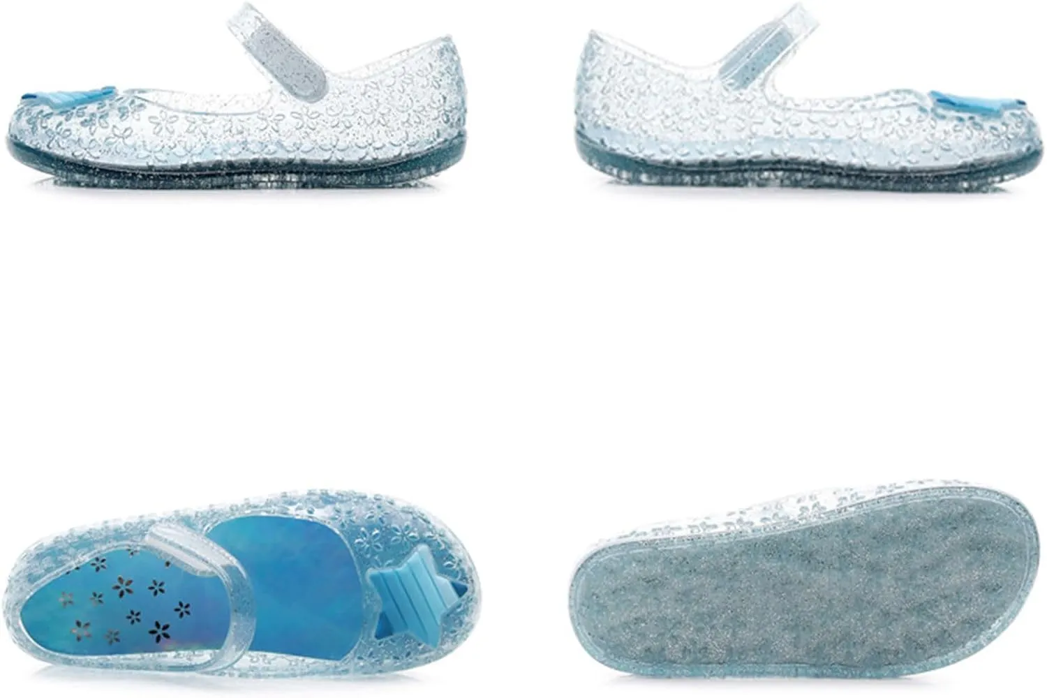 Glitter Jelly Sandals for Little Girls Kids Toddler Closed Toe Dance Party Star Mary Jane Shoes Summer Casual Flats