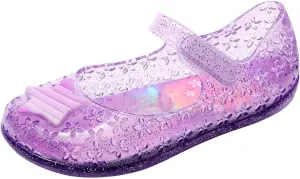 Glitter Jelly Sandals for Little Girls Kids Toddler Closed Toe Dance Party Star Mary Jane Shoes Summer Casual Flats