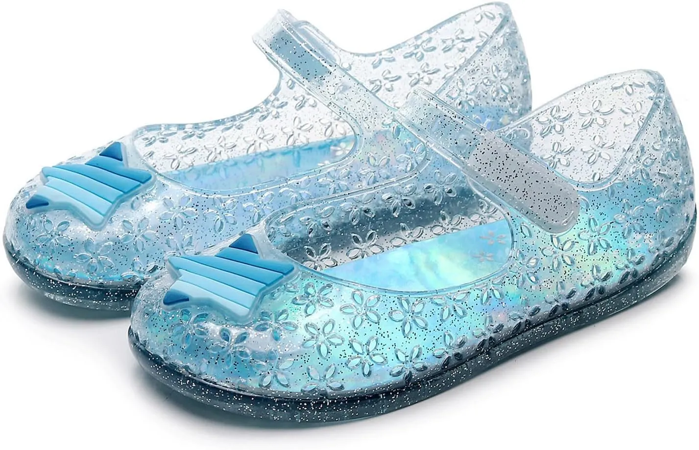 Glitter Jelly Sandals for Little Girls Kids Toddler Closed Toe Dance Party Star Mary Jane Shoes Summer Casual Flats