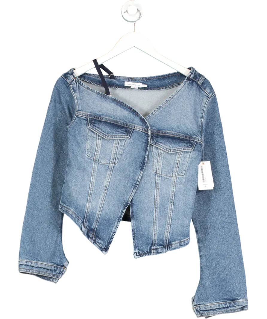 Good American Blue Asymmetric Denim Shirt UK S