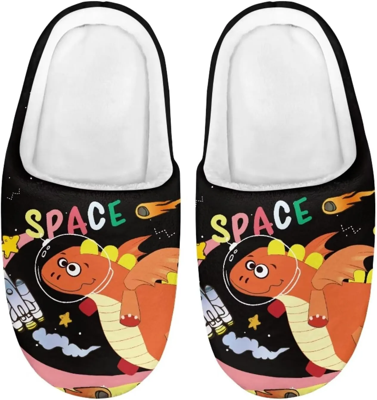 Howilath Boys Girls Warm Slippers Animals Print Kids Winter Indoor Household Shoes