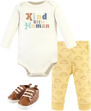 Hudson Baby Unisex Baby Cotton Bodysuit, Pant and Shoe Set