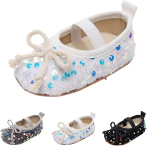 Infant Baby Girls Mary Jane Bownot Flat Wedding Princess Shoes Anti-Slip First Walking Shoes