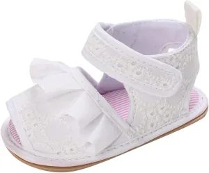 Infant Baby Girls Ruffle Sandals Toddler First Walking Soft Sole Anti-Slip Open Toe Breathable Lightweight Sandals
