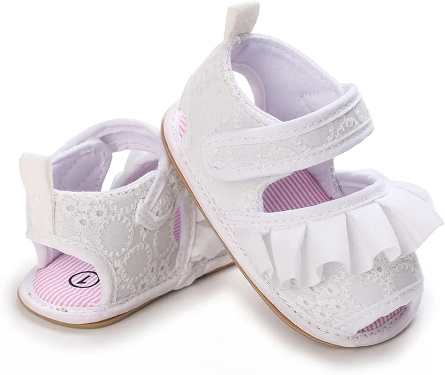 Infant Baby Girls Ruffle Sandals Toddler First Walking Soft Sole Anti-Slip Open Toe Breathable Lightweight Sandals