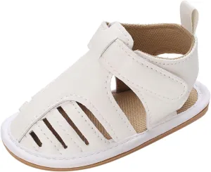 Infant Baby Girls Sandals Solid PU Leather Soft Anti-Slip Rubber Sole Toddler Breathable First Walkers Crib Shoes