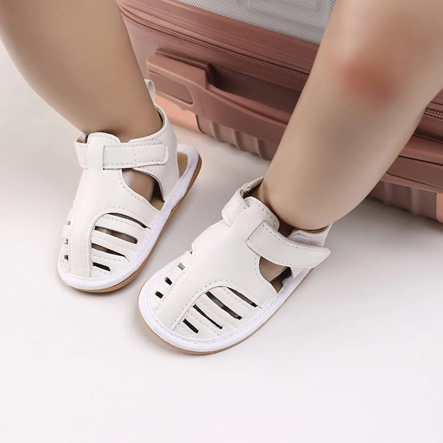 Infant Baby Girls Sandals Solid PU Leather Soft Anti-Slip Rubber Sole Toddler Breathable First Walkers Crib Shoes