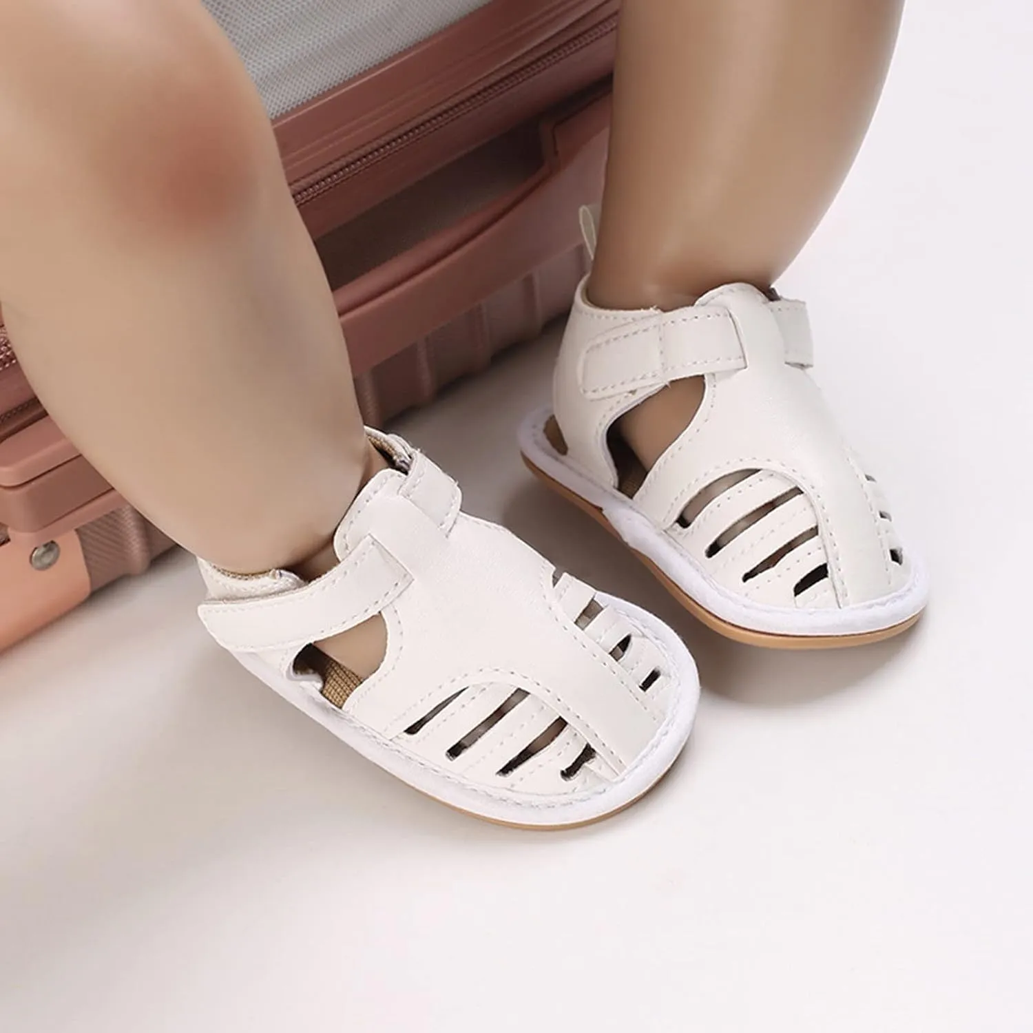 Infant Baby Girls Sandals Solid PU Leather Soft Anti-Slip Rubber Sole Toddler Breathable First Walkers Crib Shoes