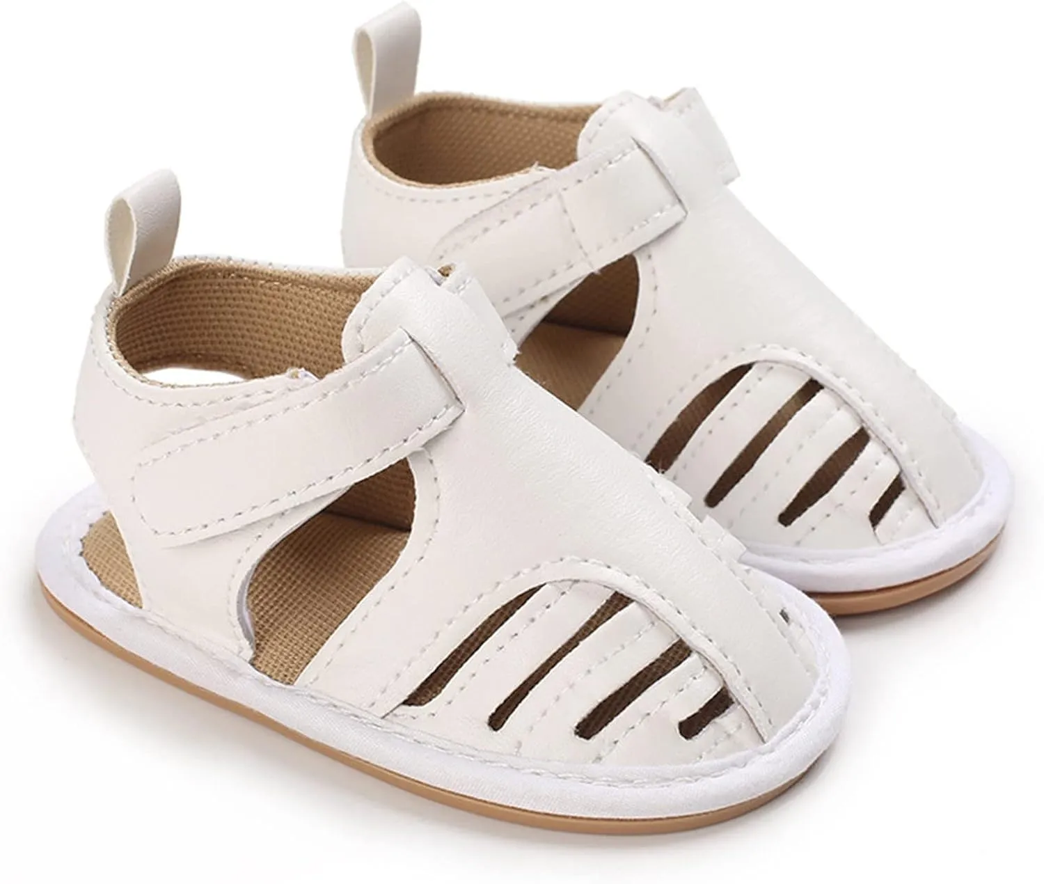Infant Baby Girls Sandals Solid PU Leather Soft Anti-Slip Rubber Sole Toddler Breathable First Walkers Crib Shoes