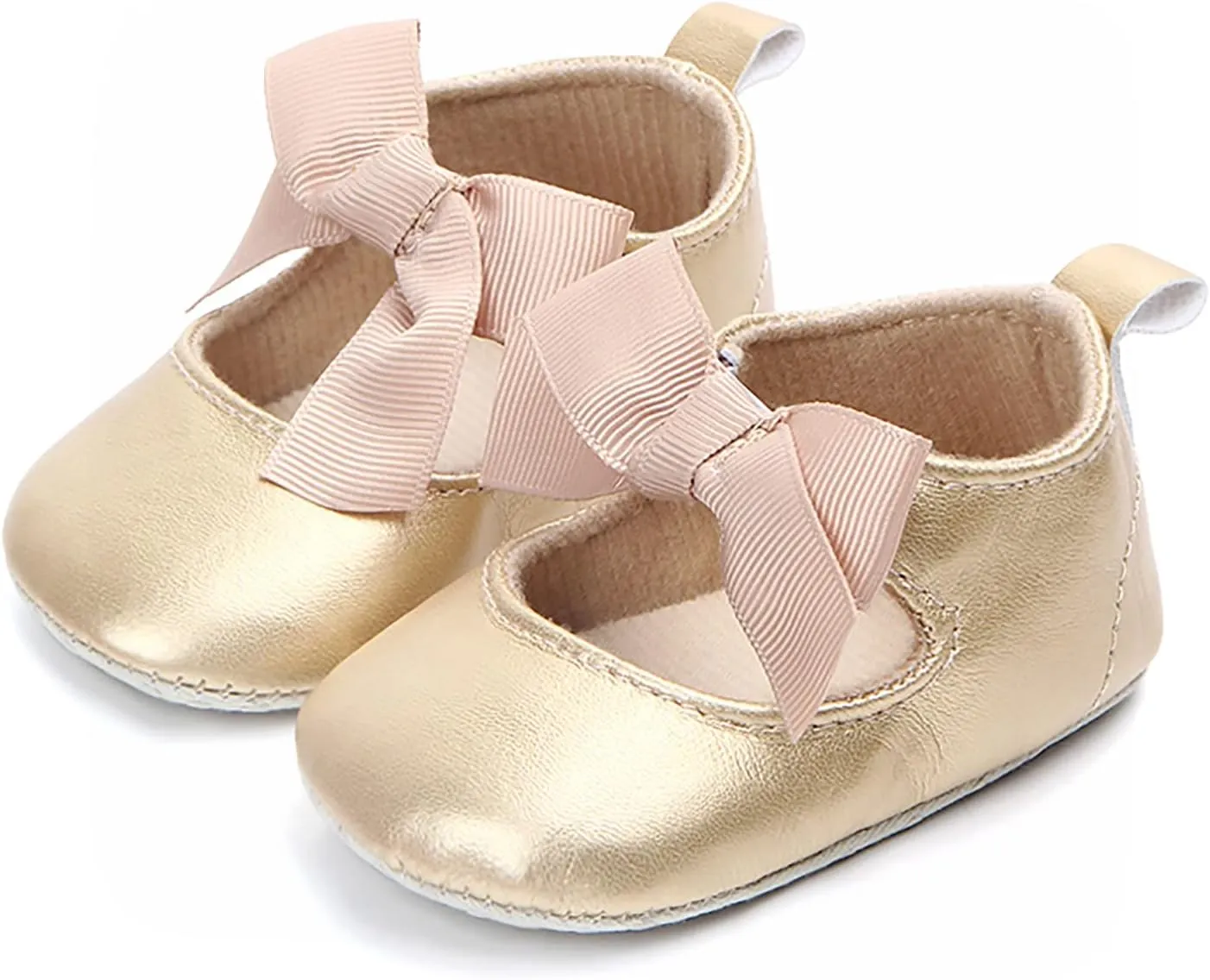Infant Baby Girls Soft Sole Bowknot Princess Wedding Dress Mary Jane Flats Prewalker Newborn Light Baby Sneaker Shoes