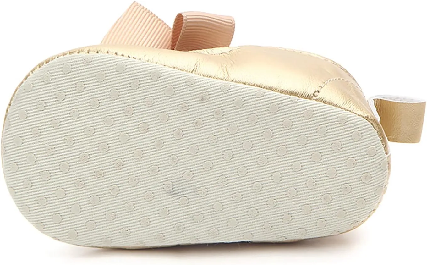 Infant Baby Girls Soft Sole Bowknot Princess Wedding Dress Mary Jane Flats Prewalker Newborn Light Baby Sneaker Shoes