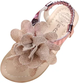 Infant Baby Girls Summer Sandals with Flower Soft Sole Newborn Toddler First Walker Crib Dress Shoes Casual Flats (Pink-03#D, 2.5-3Years)