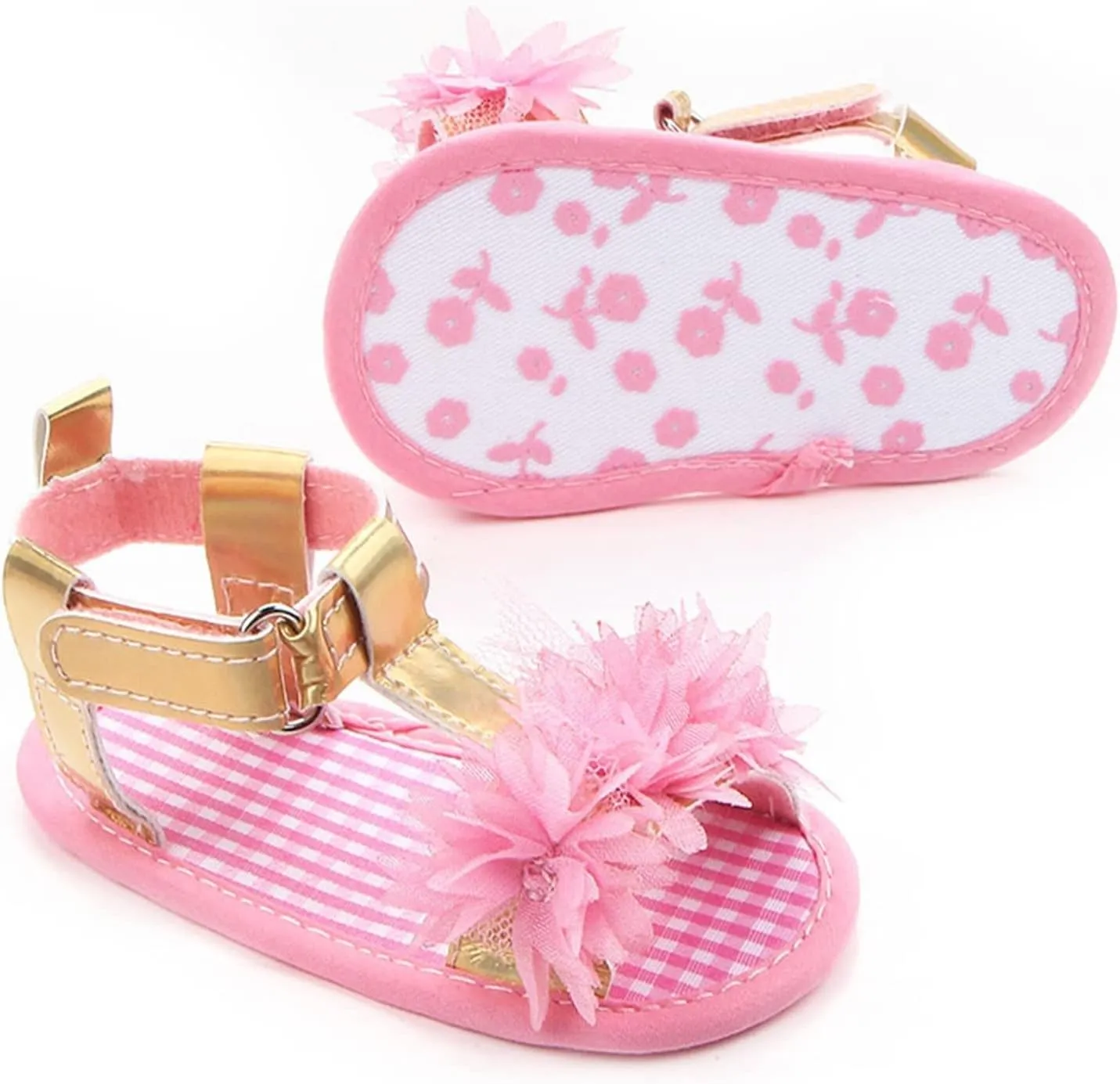 Infant Baby Girls Summer Sandals with Flower Soft Sole Wedding Dress Flats Newborn First Walkers crib Dress Shoes