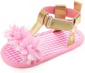 Infant Baby Girls Summer Sandals with Flower Soft Sole Wedding Dress Flats Newborn First Walkers crib Dress Shoes