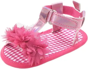 Infant Baby Girls Summer Sandals with Flower Soft Sole Wedding Dress Flats Newborn First Walkers crib Dress Shoes