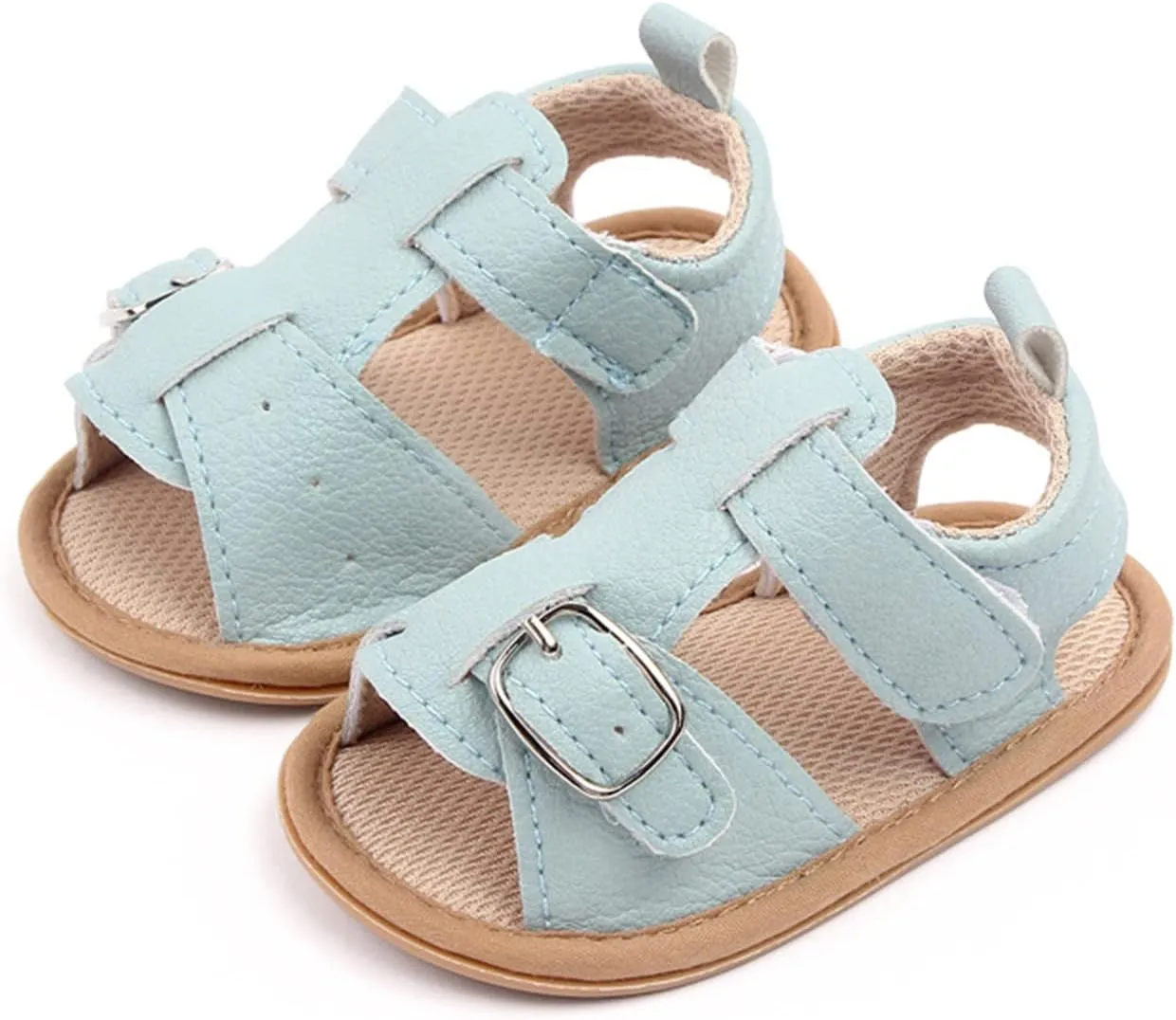 Infant Baby PU Leather Sandals Crib Shoes Toddler Buckle Flower Soft Rubber Sole Dress Flats First Walker Shoes