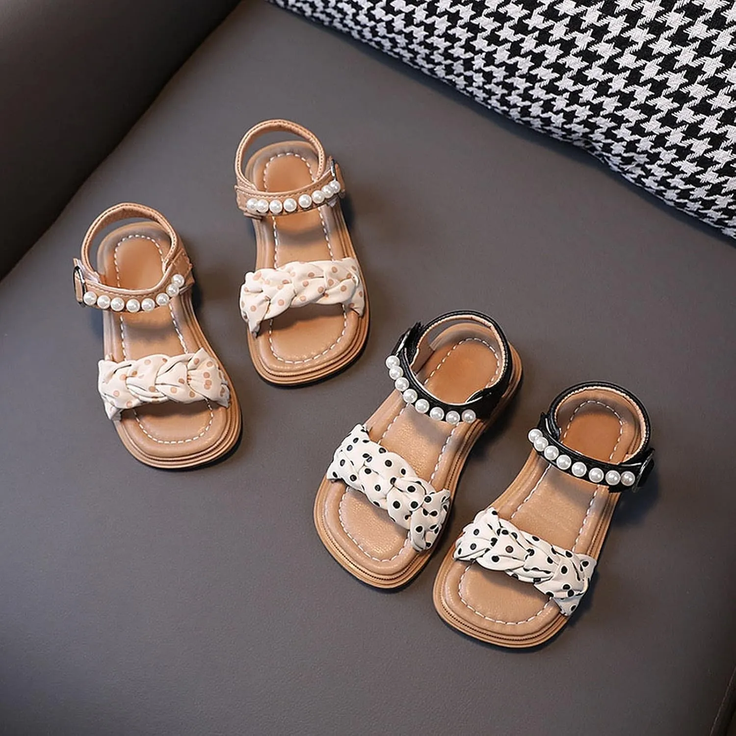 Infant Baby Toddler Girl Casual Buckle Sandal Open Toe Ruffle Dot Bow Flower Dress Soft Sole Beach Shoes