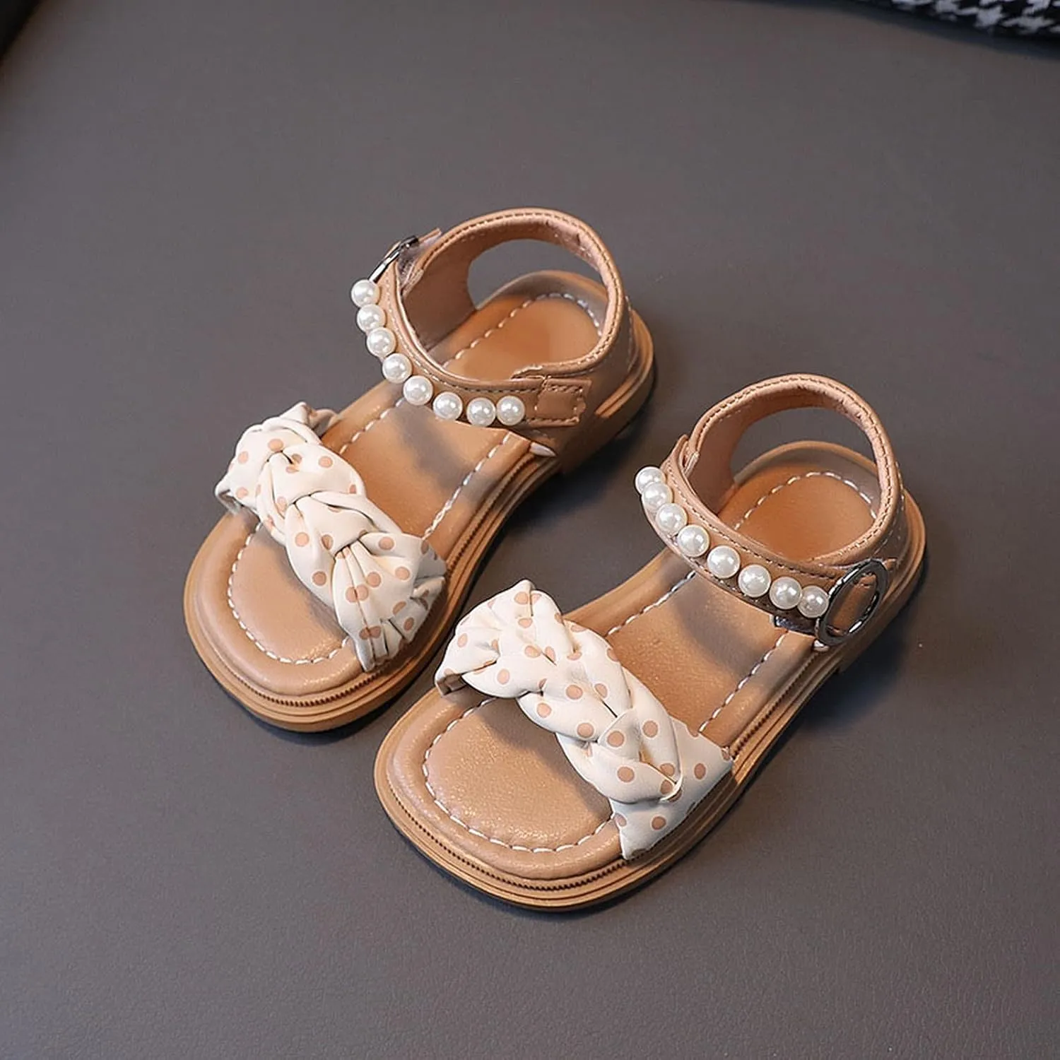Infant Baby Toddler Girl Casual Buckle Sandal Open Toe Ruffle Dot Bow Flower Dress Soft Sole Beach Shoes