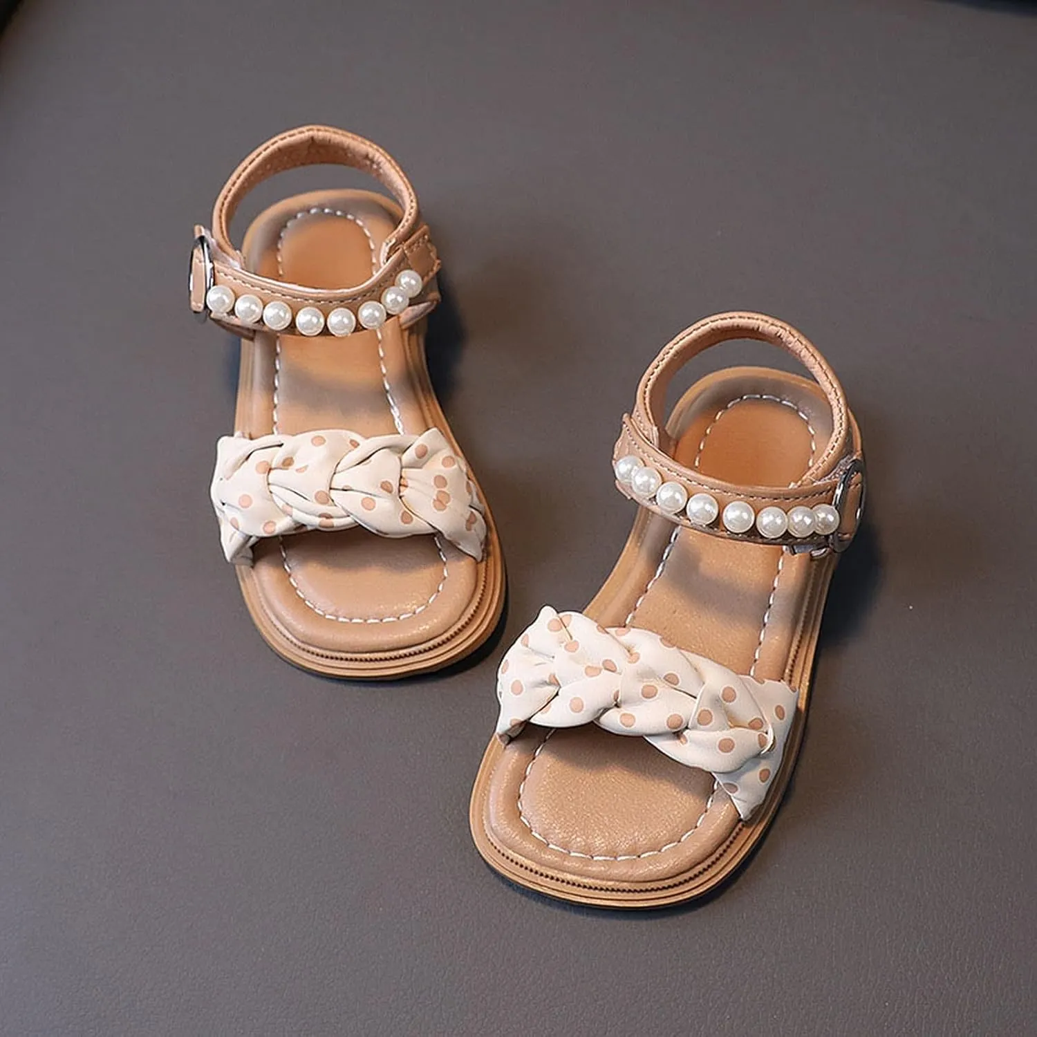 Infant Baby Toddler Girl Casual Buckle Sandal Open Toe Ruffle Dot Bow Flower Dress Soft Sole Beach Shoes