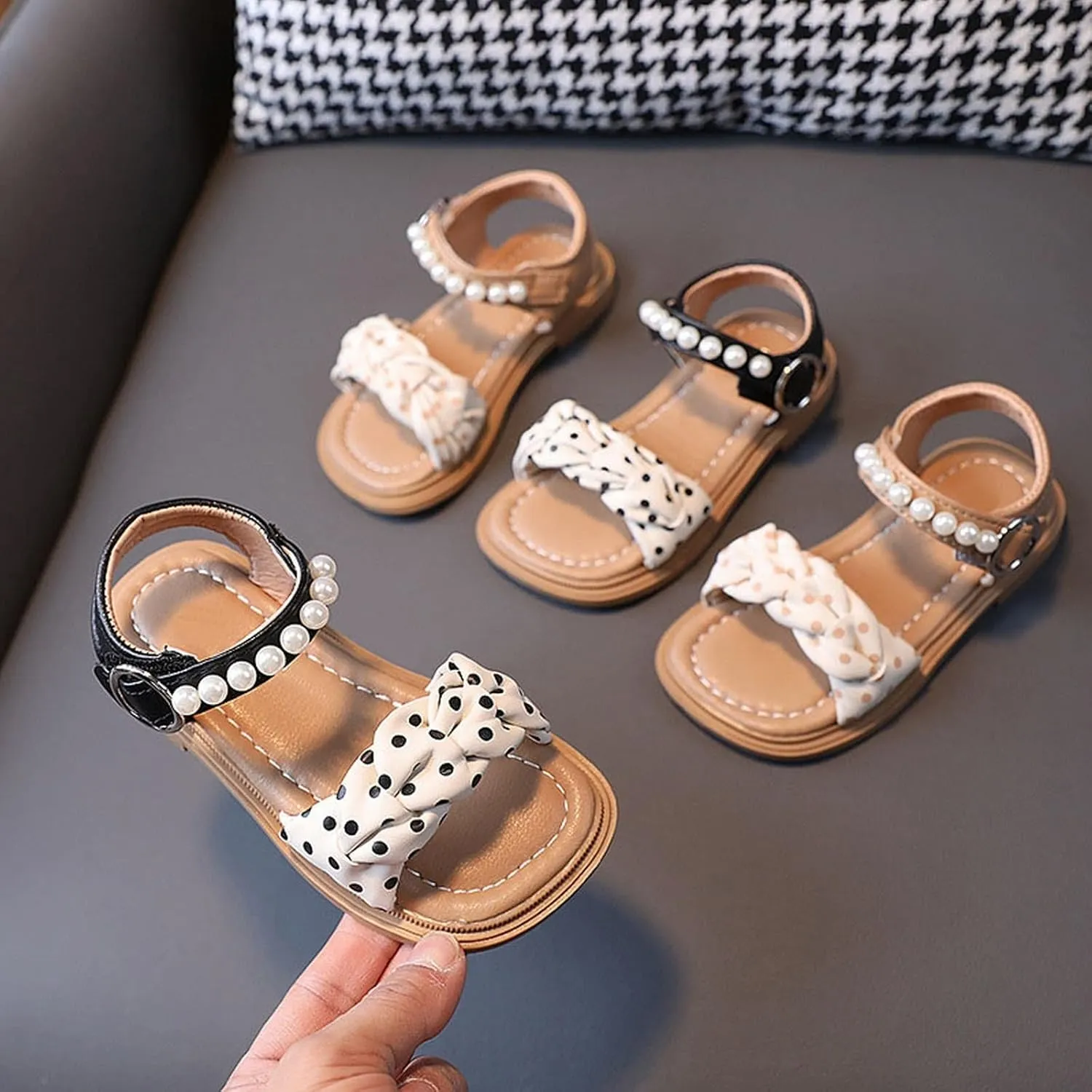 Infant Baby Toddler Girl Casual Buckle Sandal Open Toe Ruffle Dot Bow Flower Dress Soft Sole Beach Shoes