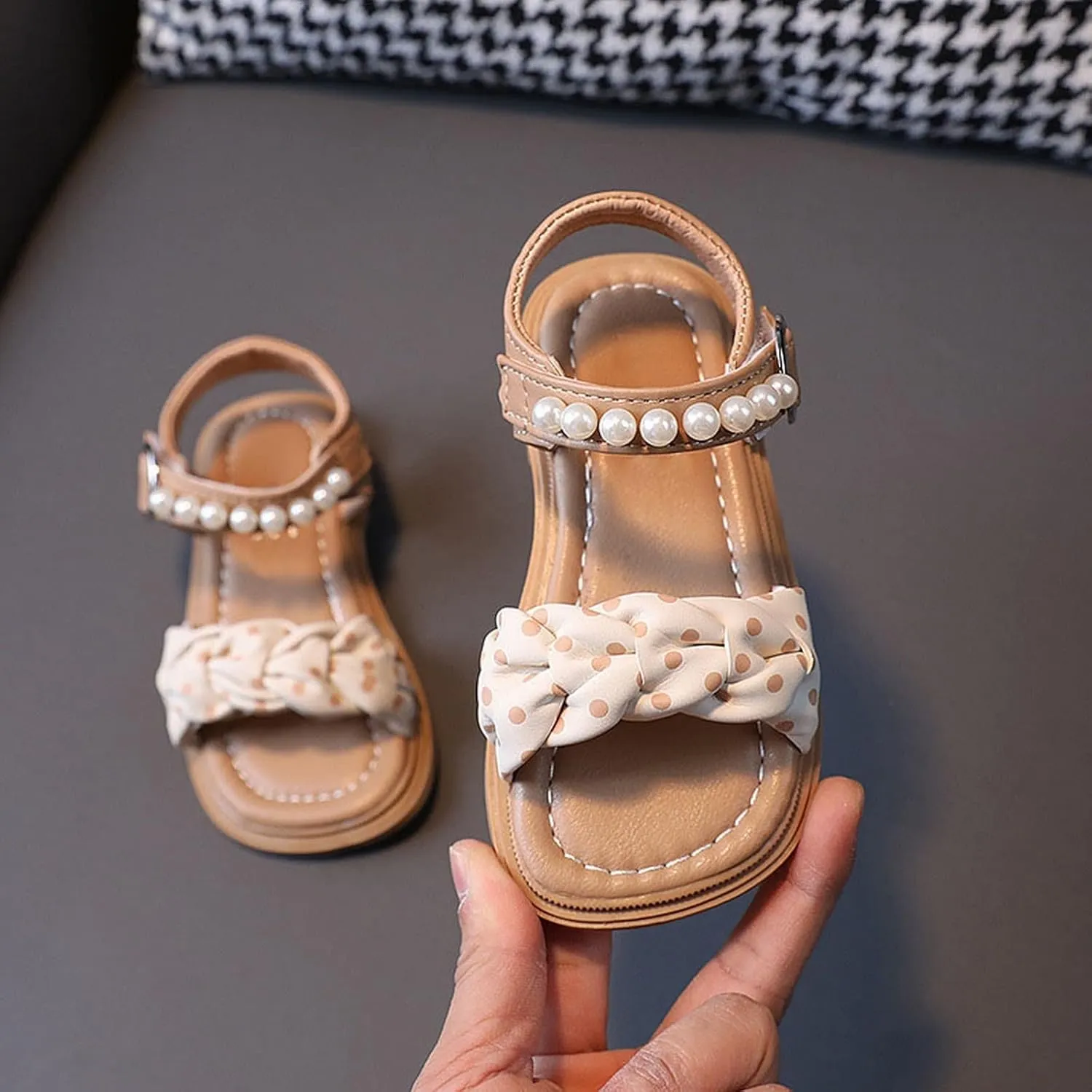 Infant Baby Toddler Girl Casual Buckle Sandal Open Toe Ruffle Dot Bow Flower Dress Soft Sole Beach Shoes