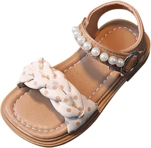 Infant Baby Toddler Girl Casual Buckle Sandal Open Toe Ruffle Dot Bow Flower Dress Soft Sole Beach Shoes