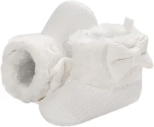 Infant Baby Winter Snow Boots Girls Warm Fleece Baby Shoes Knit Soft Sole Crib Shoes Prewalker for Newborn Toddler