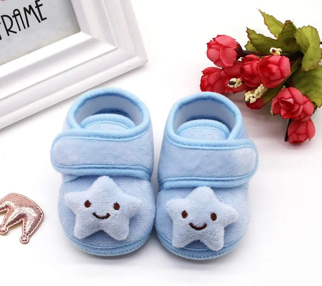 Infant Newborn Baby Girls Plush Stars Cloud Winter Boots Soft Sole Warm Shoes for Toddler 0-18Months (Blue, 12-18 M)