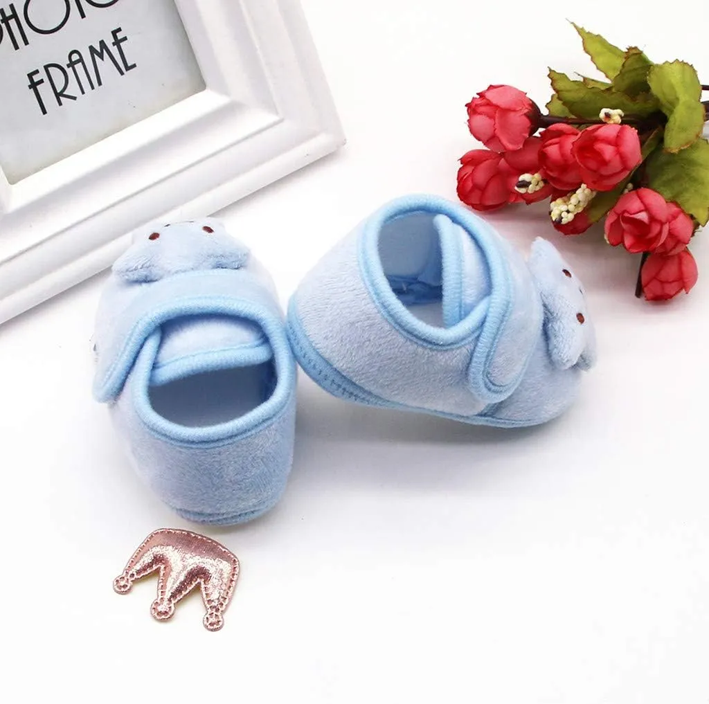 Infant Newborn Baby Girls Plush Stars Cloud Winter Boots Soft Sole Warm Shoes for Toddler 0-18Months (Blue, 12-18 M)