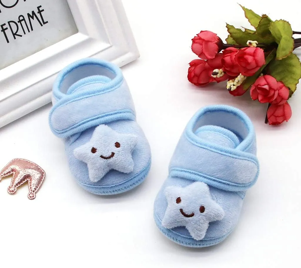 Infant Newborn Baby Girls Plush Stars Cloud Winter Boots Soft Sole Warm Shoes for Toddler 0-18Months (Blue, 12-18 M)