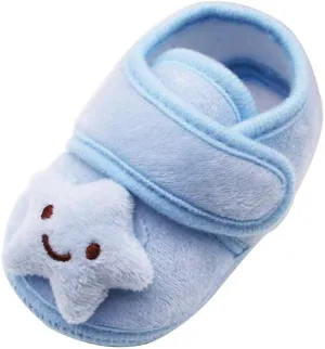 Infant Newborn Baby Girls Plush Stars Cloud Winter Boots Soft Sole Warm Shoes for Toddler 0-18Months (Blue, 12-18 M)
