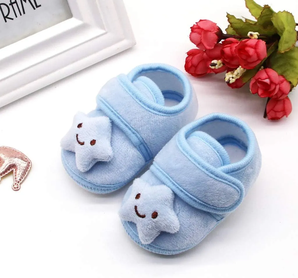 Infant Newborn Baby Girls Plush Stars Cloud Winter Boots Soft Sole Warm Shoes for Toddler 0-18Months (Blue, 12-18 M)