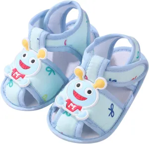 Infant Toddler Baby Girls Boys Shoes Sandals First Walkers Prewalkers Cartoon Anti-Slip Soft Sole (Blue, 4.5 Infant)