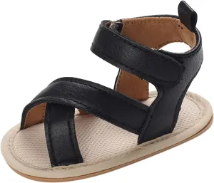 Infant Toddler Baby Girls Boys Shoes Sandals First Walkers Prewalkers Non-Slip Soft Sole Flat Shoes (Black, 5 Infant)