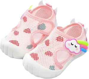 Infant Toddler Baby Girls Boys Shoes Sandals Newborn First Walkers Mesh Crib Shoes Breathable Soft Sole (Pink, 4 Infant)