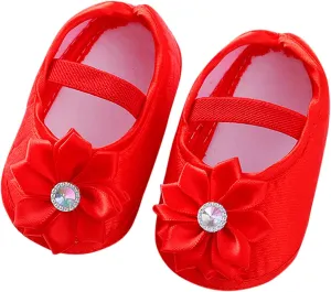 Infant Toddler Baby Girls Flowers Printing Applique Prewalker Shoes Soft Sole Single Shoes Newborn Casual Flats