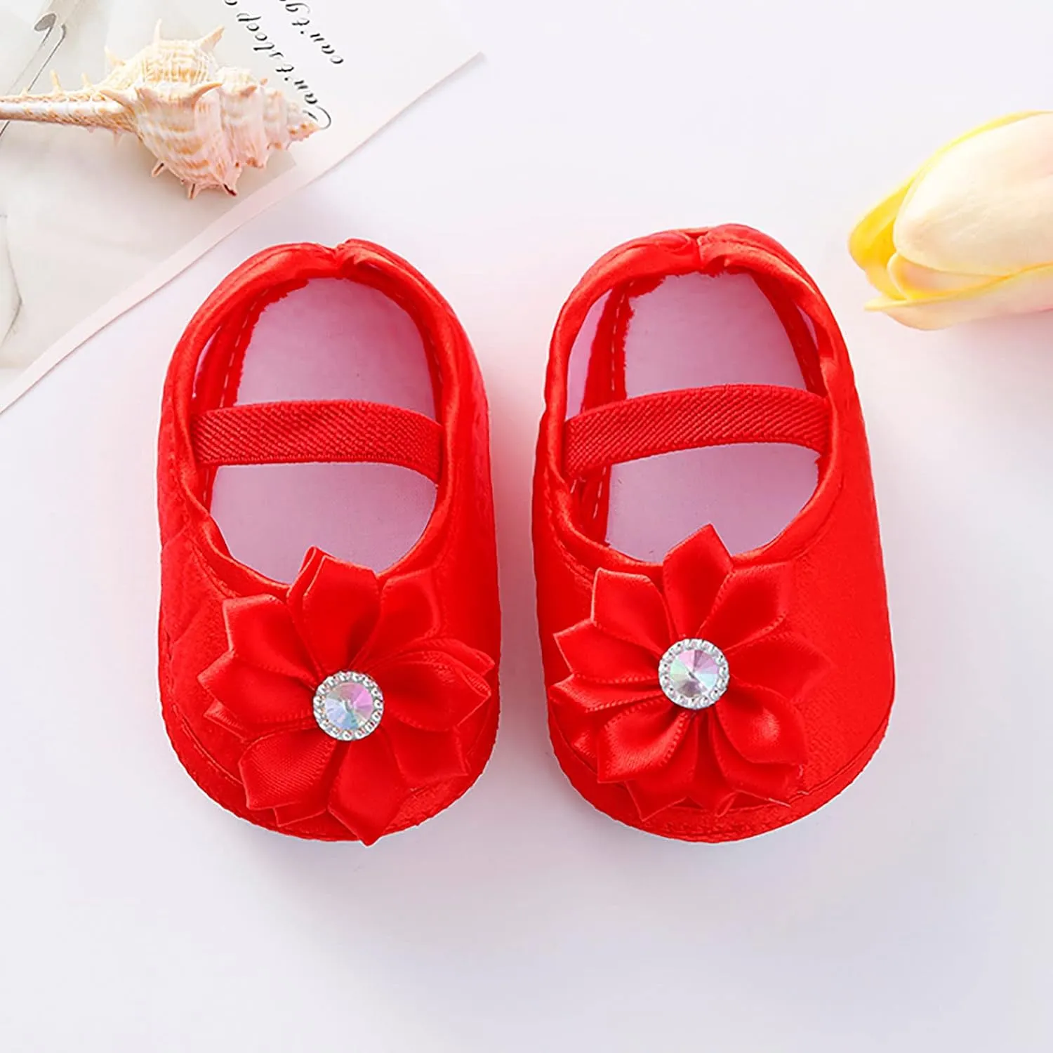 Infant Toddler Baby Girls Flowers Printing Applique Prewalker Shoes Soft Sole Single Shoes Newborn Casual Flats