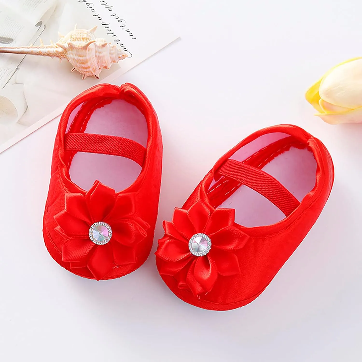 Infant Toddler Baby Girls Flowers Printing Applique Prewalker Shoes Soft Sole Single Shoes Newborn Casual Flats