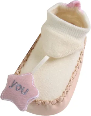 Infant Toddler Shoes Soft Sole Toddler Shoes Star Decoration Non Slip Breathable Socks Toddler Jelly (Beige, 6 Months)