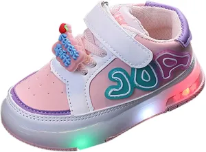 Infant Toddler Sneakers for Boys Girls Light Up Breathable Lightweight Soft Sole Casual Kids Shoes Girls Size 2